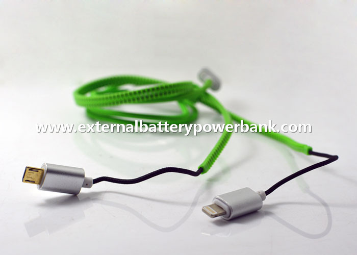1M Zipper Lightening / Micro USB Data Transfer Cable untuk Apple dan Android Phones