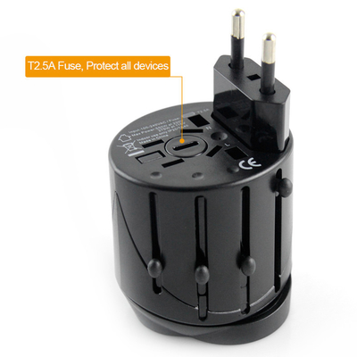Internasional Travel AC Power Adapter dengan USB Port dan Fuse Dilindungi