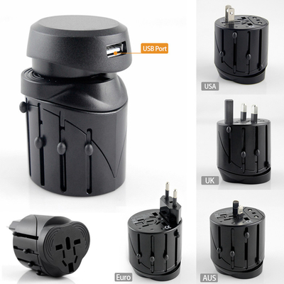 Internasional Travel AC Power Adapter dengan USB Port dan Fuse Dilindungi