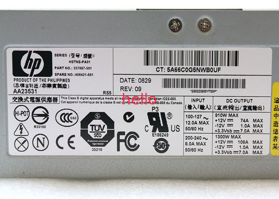 Perlengkapan Compaq 337867-001 1300W HP Server Daya dengan Fan Aktif