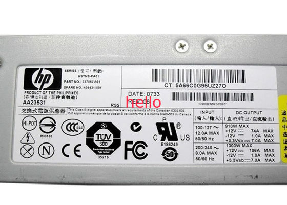 Perlengkapan Compaq 337867-001 1300W HP Server Daya dengan Fan Aktif