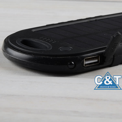 Ganda Port USB Backup Power Bank, 5000mAh Panel Surya Backup Baterai Eksternal