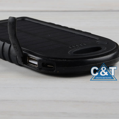 Ganda Port USB Backup Power Bank, 5000mAh Panel Surya Backup Baterai Eksternal