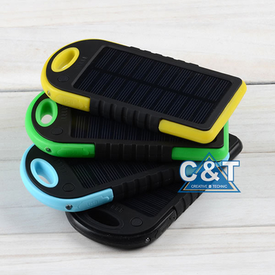 Ganda Port USB Backup Power Bank, 5000mAh Panel Surya Backup Baterai Eksternal