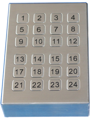 Kasar vandalisme USB desktop yang disikat Logam Keypad dengan 24 Keys datar
