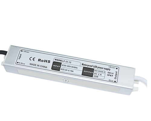Efisiensi Tinggi Masukan AC 110-264V 25W Waterproof LED Driver Untuk Led Jalur Cahaya