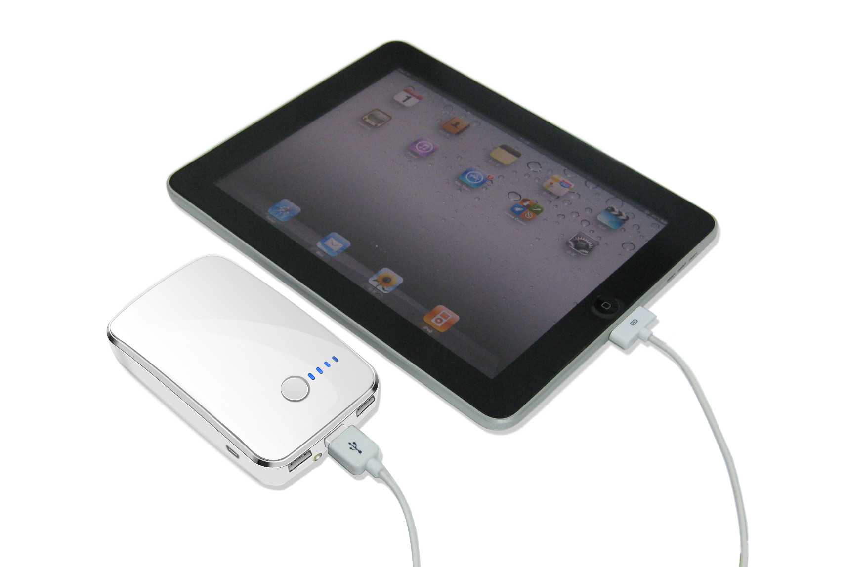 Paket putih Portabel Daya Baterai dengan konektor USB untuk Ipod, Ipad, ponsel