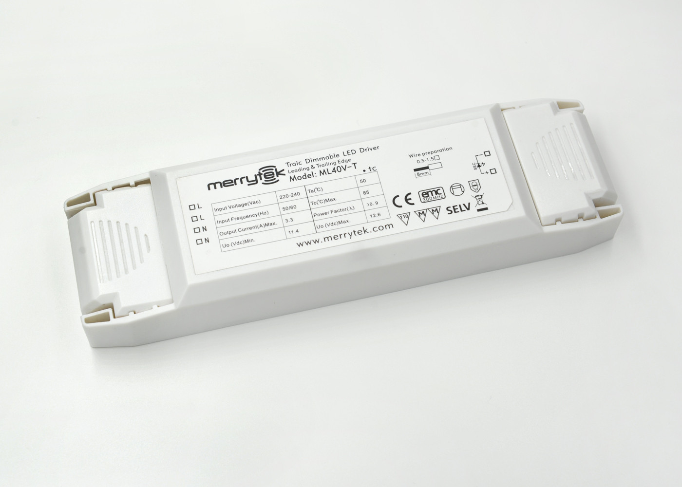 Putih Plastik Lampiran Tegangan Konstan dimmable LED driver 12Vdc 50 / 60Hz