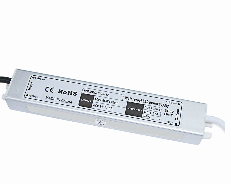 DC 12 / 24V AC 110-264V 20W Waterproof LED Driver Untuk LCD Display