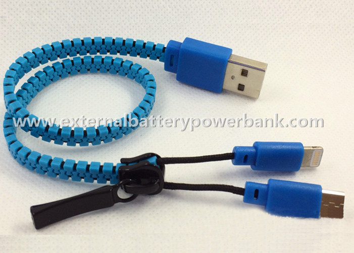 Zipper USB Data Transfer Cable, Mobile Phone 2 di Pengisian 1 USB Kabel